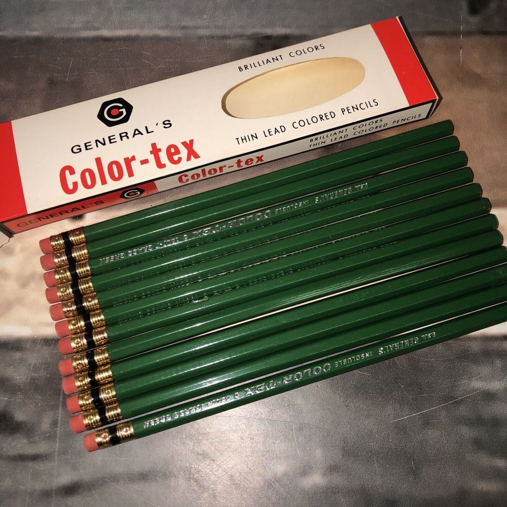 General's Pencils‎ 12 Color-tex Carmine 1807-T Thin Lead Unused Unsharpened USA